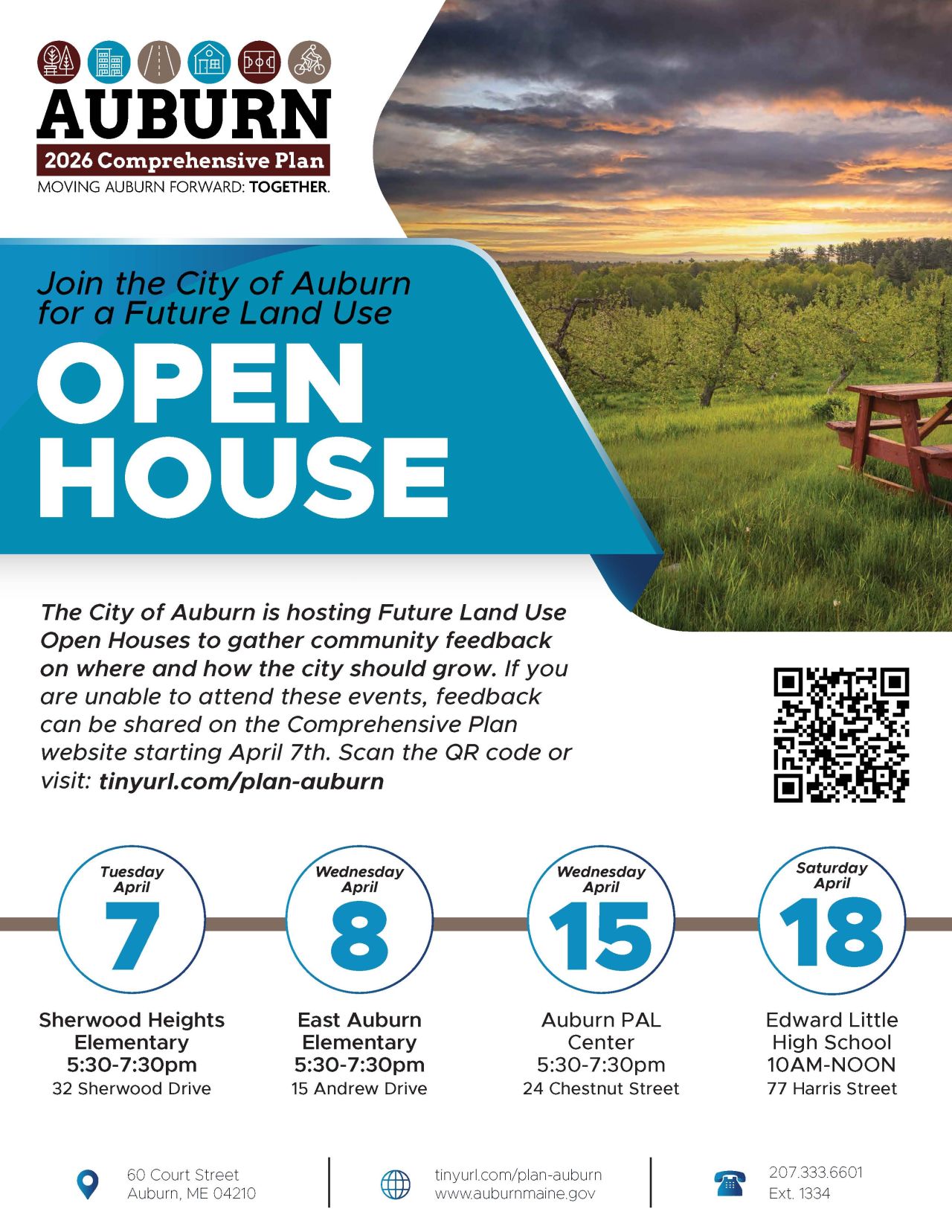 Image of an open house flier, with event information and dates. 