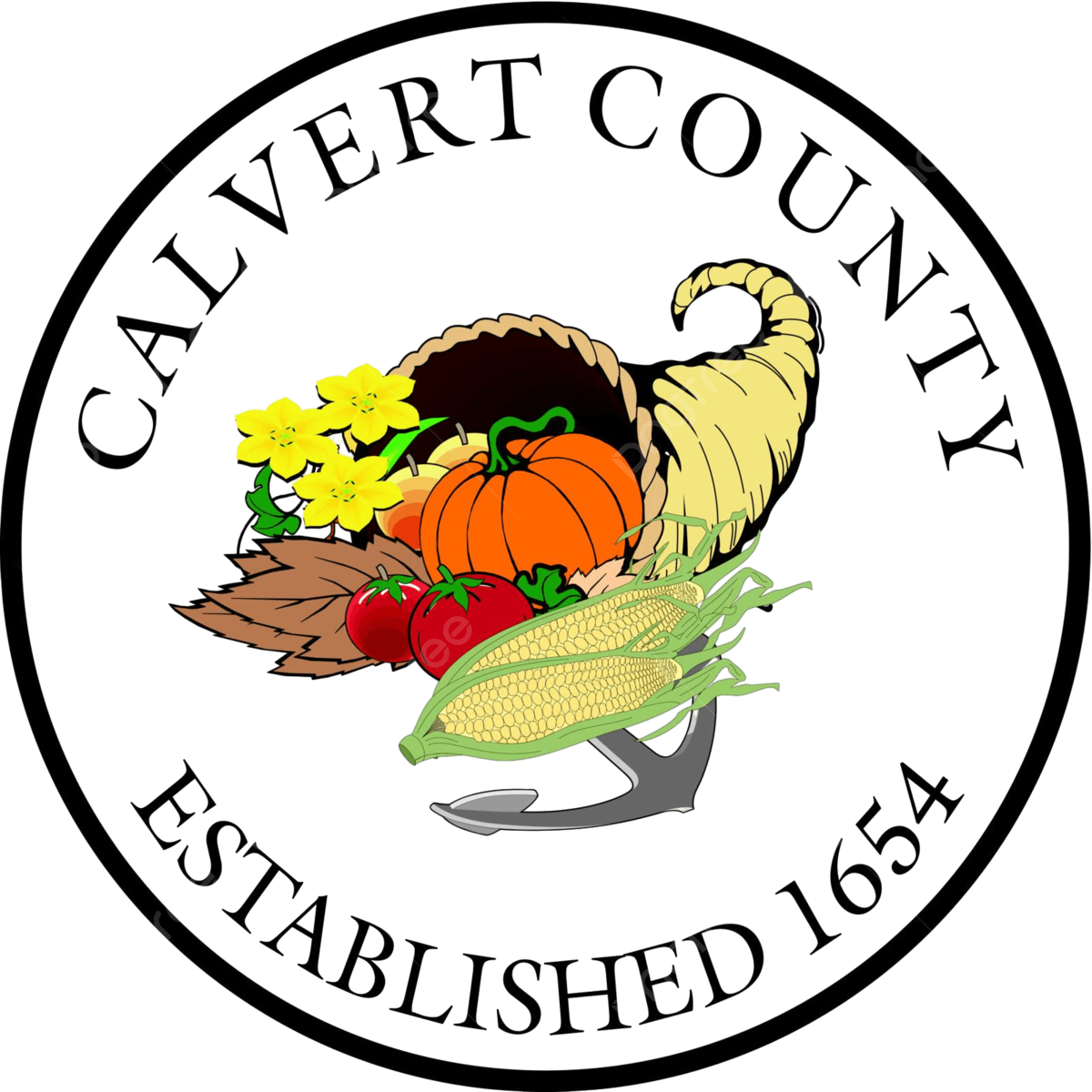 A circular Logo for Calvert County, Maryland