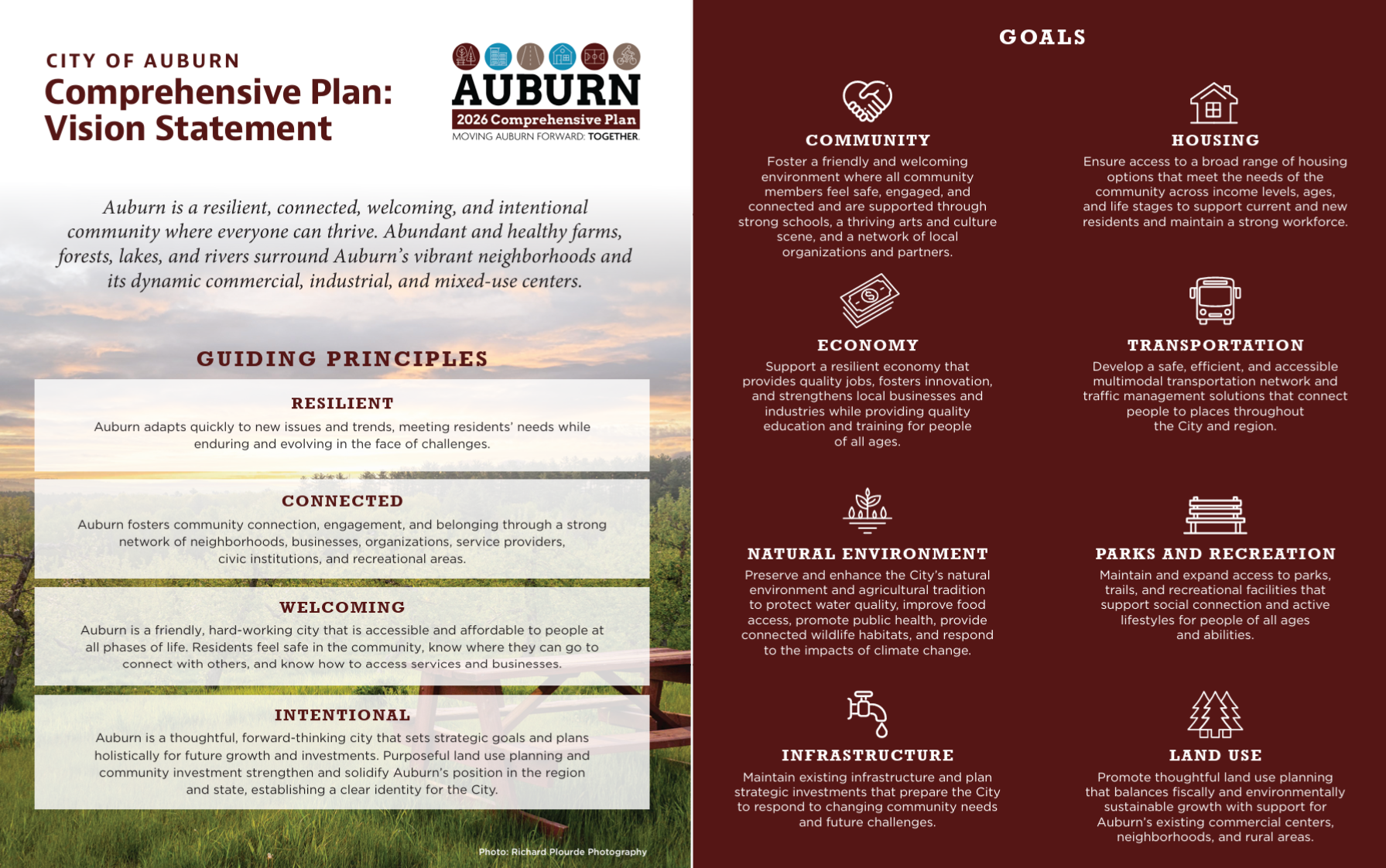 This image is a photo of the vision statement, guiding principles, and goals. 