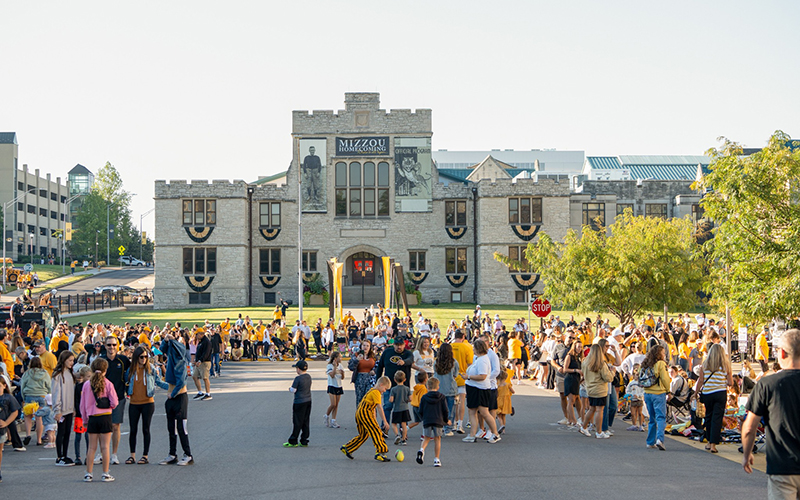 building with people