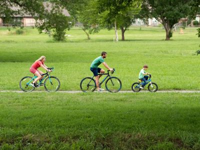 family on bikes
